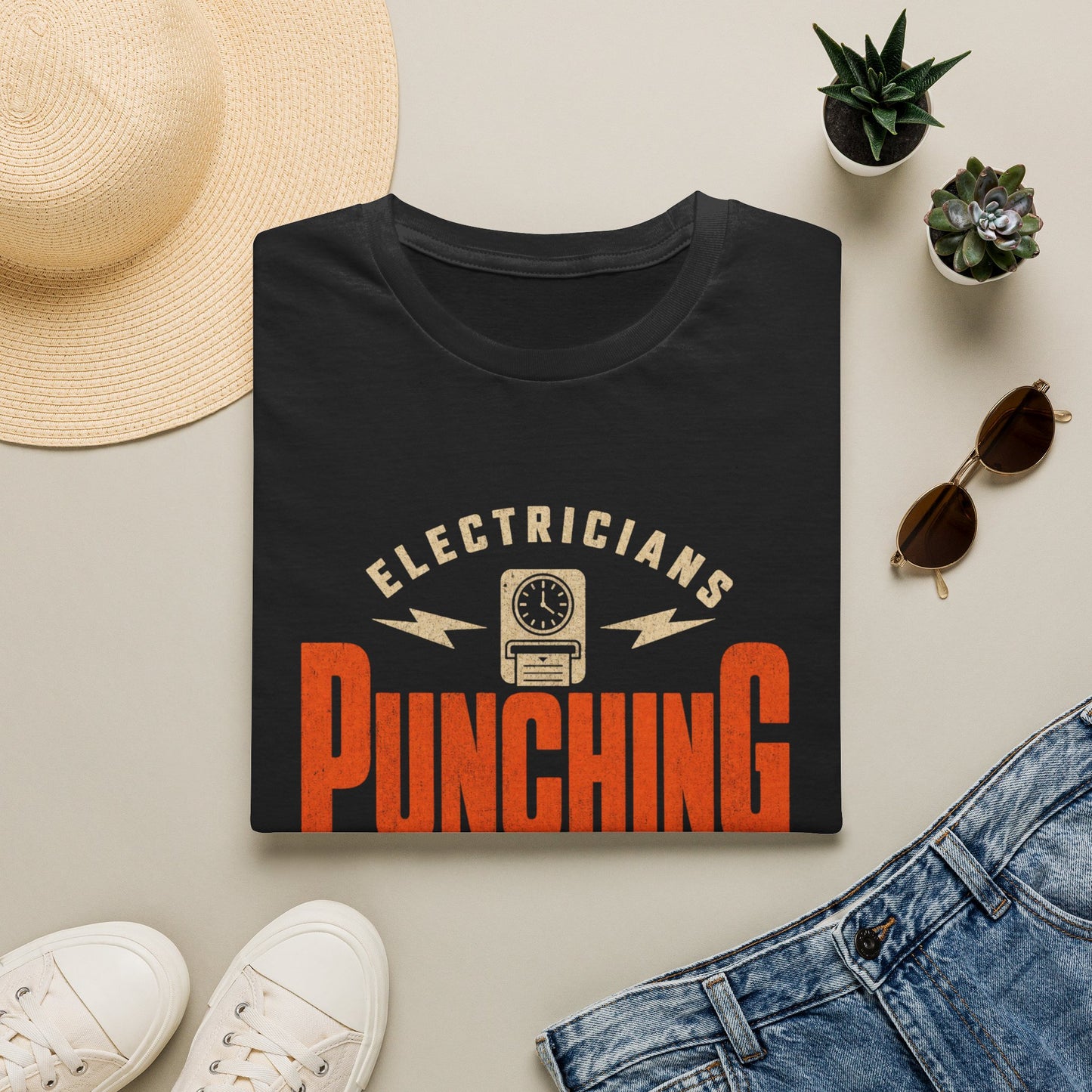 Electricians Punching Out T-Shirt | Vintage Workwear Tee for Tradespeople