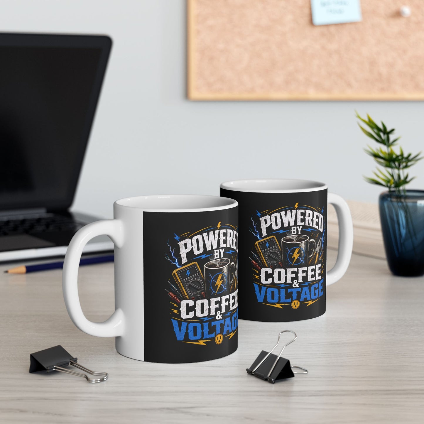 Coffee Voltage Ceramic Mug | "Powered by Coffee & Voltage" Gamer Energy 11oz/15oz