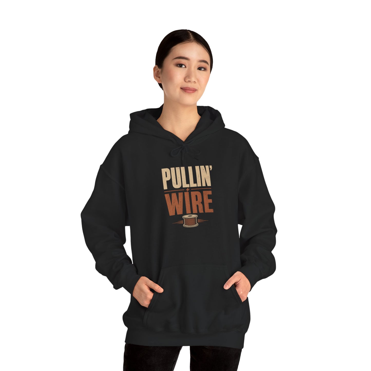 Pullin' Wire Hoodie  Electrical Tech Sweatshirt for Electricians & Linemen