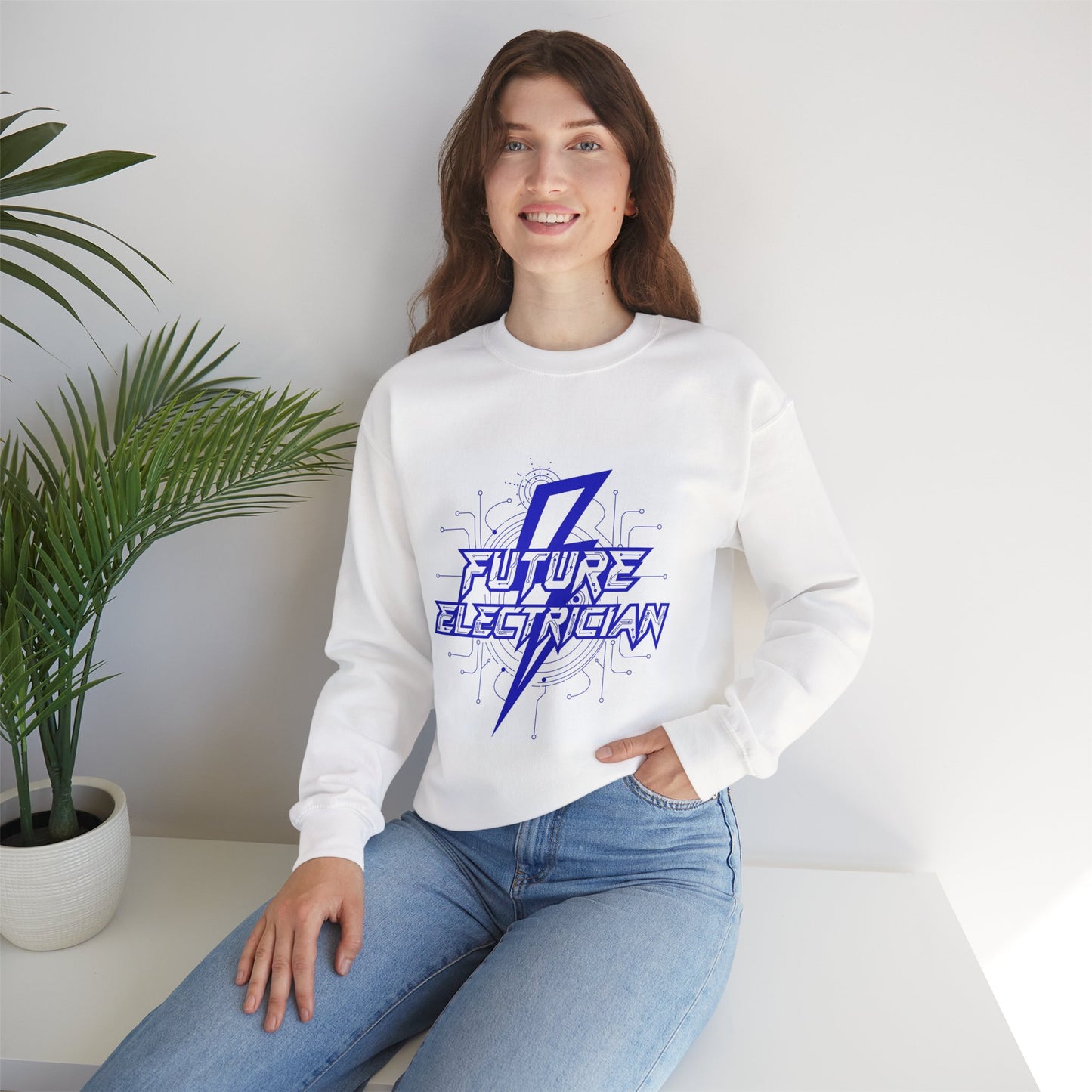 Future Electrician Crewneck Sweatshirt | Lightning Bolt Tech Design
