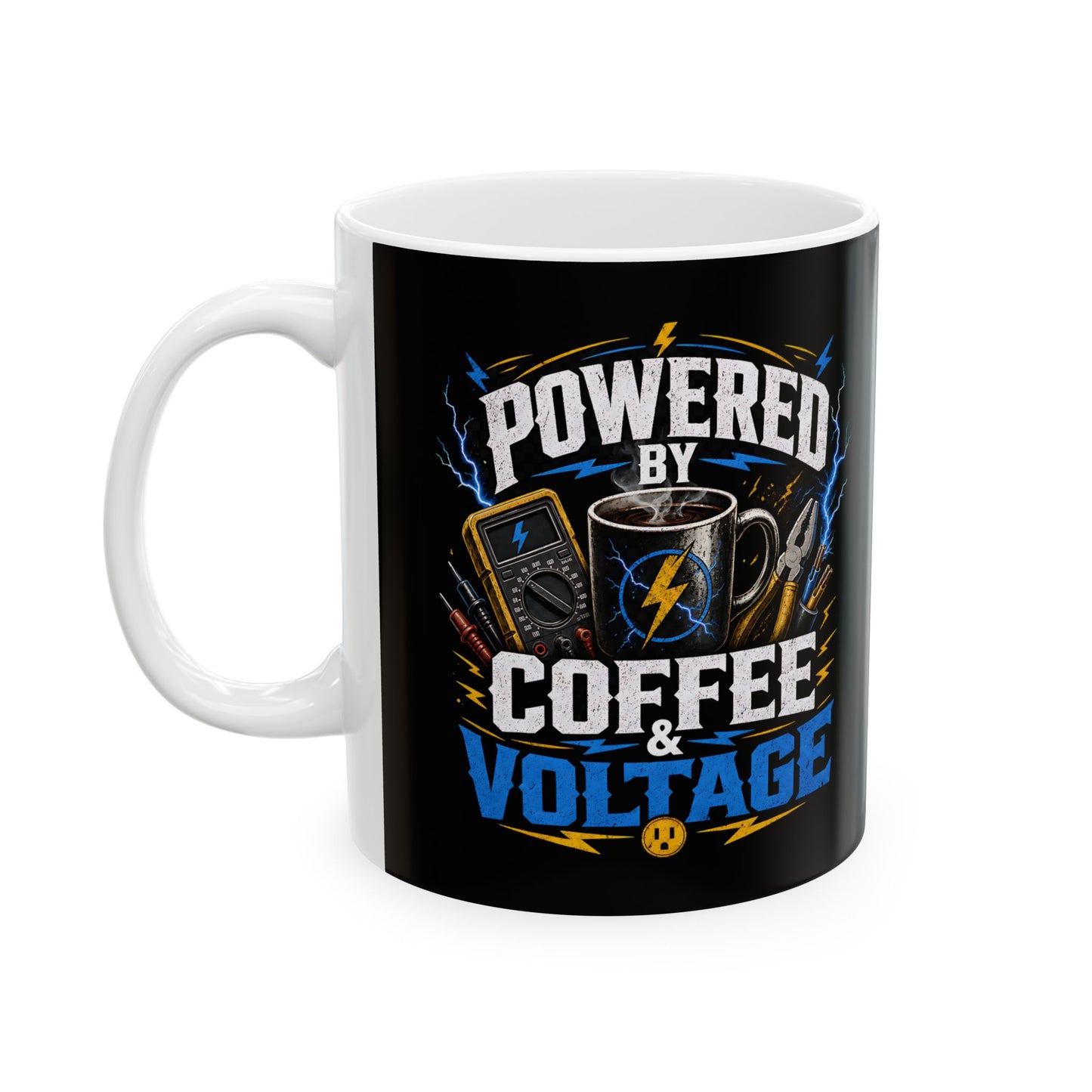Coffee Voltage Ceramic Mug | "Powered by Coffee & Voltage" Gamer Energy 11oz/15oz