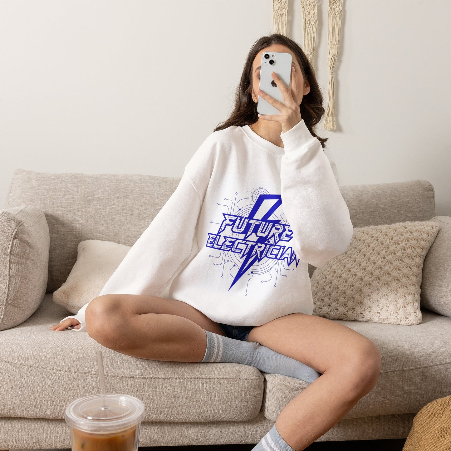 Future Electrician Crewneck Sweatshirt | Lightning Bolt Tech Design