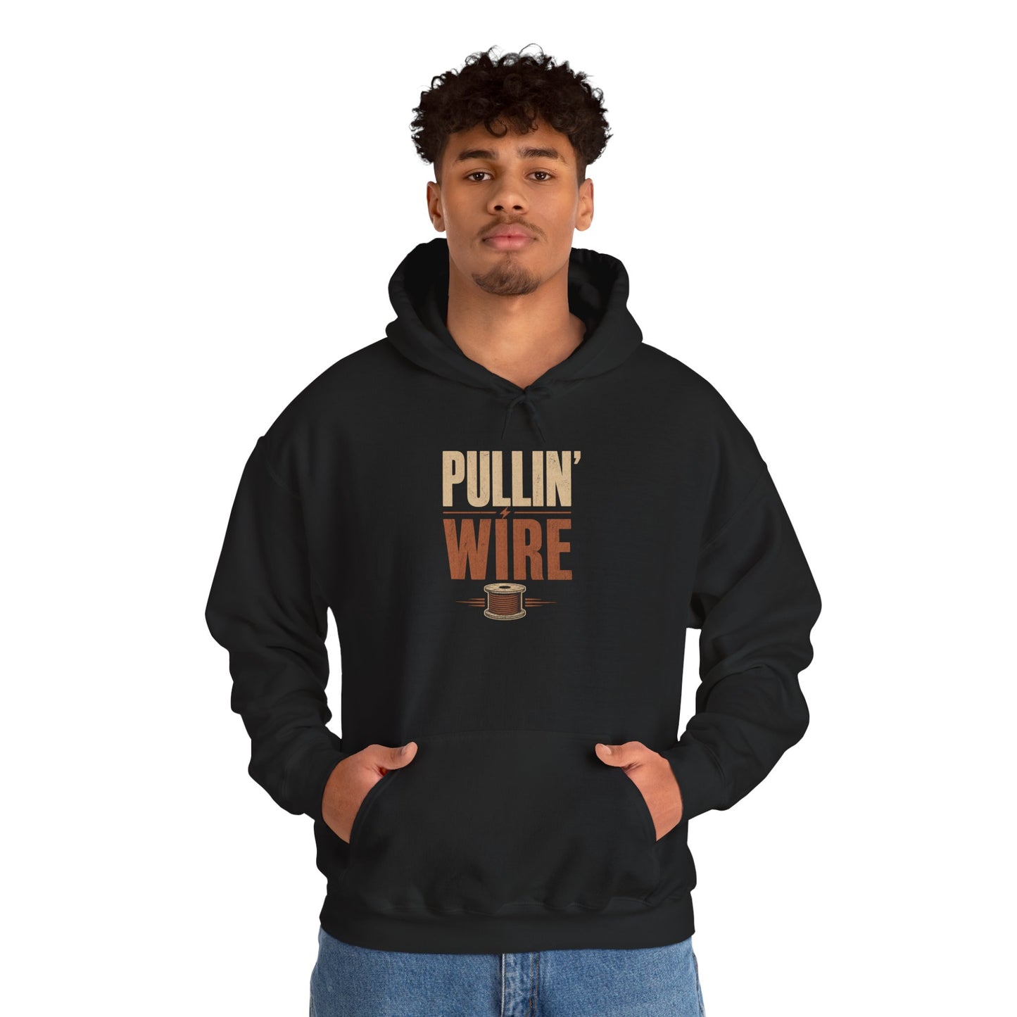 Pullin' Wire Hoodie  Electrical Tech Sweatshirt for Electricians & Linemen