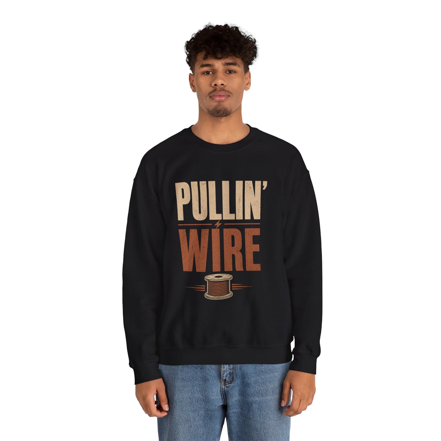 Crewneck Sweatshirt 'Pullin' Wire' Vintage Spool Graphic