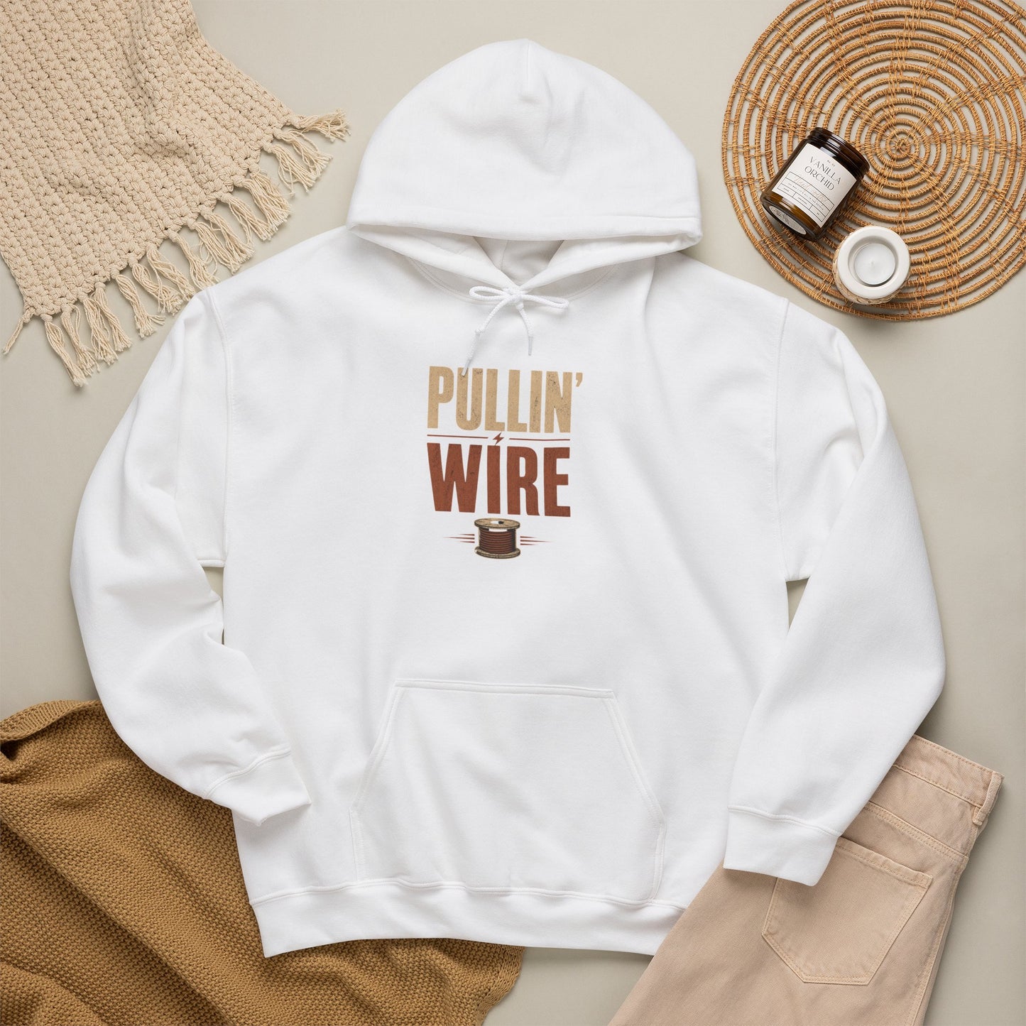 Pullin' Wire Hoodie  Electrical Tech Sweatshirt for Electricians & Linemen