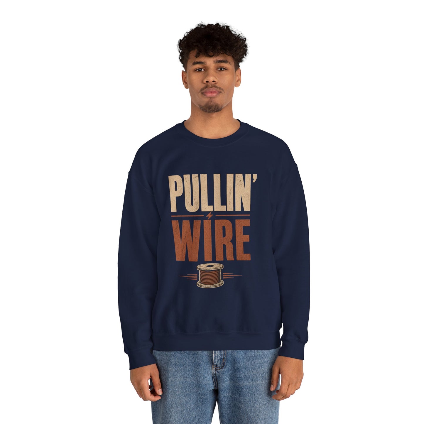 Crewneck Sweatshirt 'Pullin' Wire' Vintage Spool Graphic