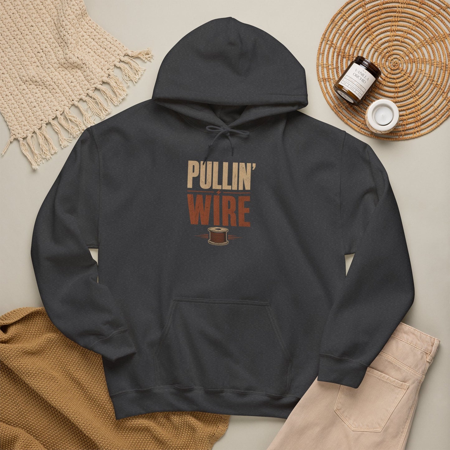 Pullin' Wire Hoodie  Electrical Tech Sweatshirt for Electricians & Linemen