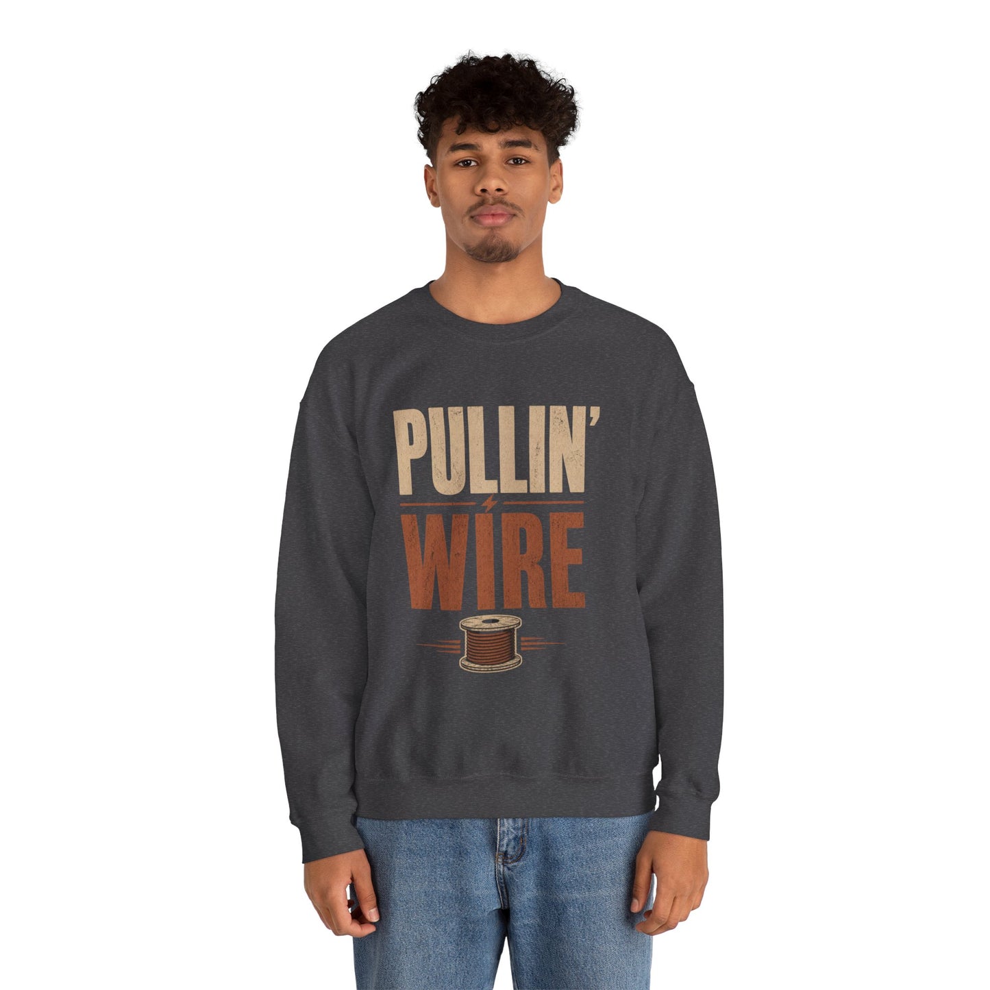Crewneck Sweatshirt 'Pullin' Wire' Vintage Spool Graphic