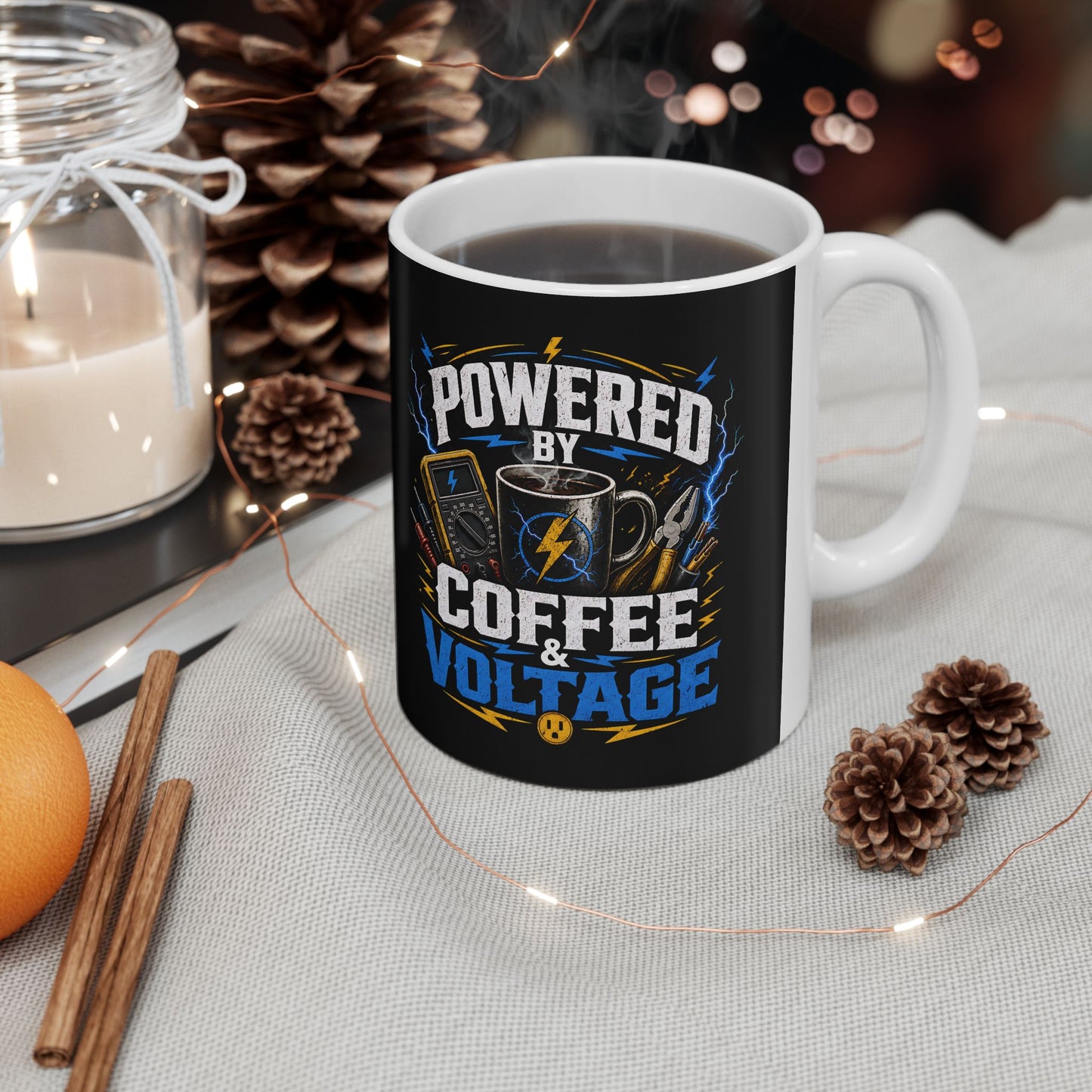 Coffee Voltage Ceramic Mug | "Powered by Coffee & Voltage" Gamer Energy 11oz/15oz