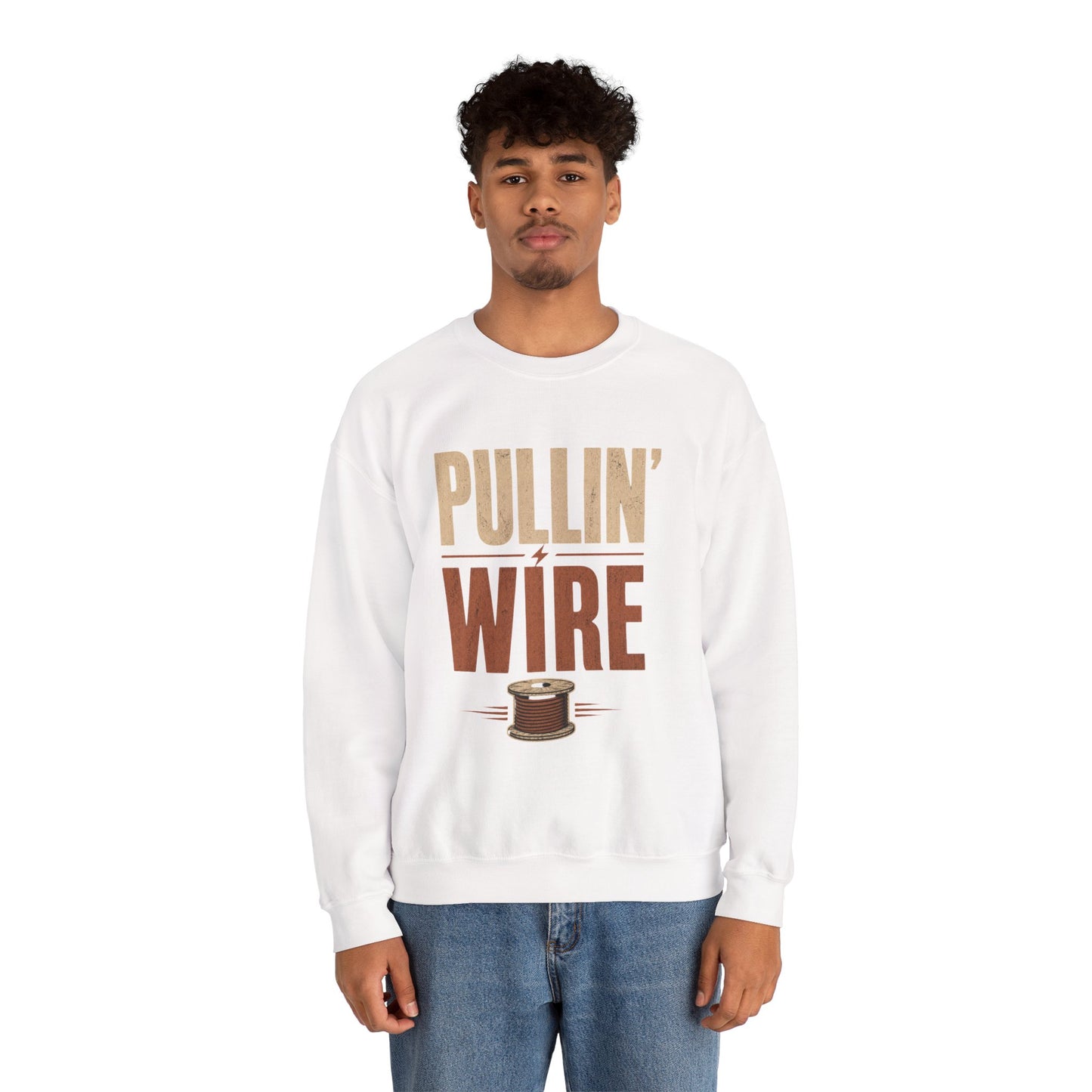 Crewneck Sweatshirt 'Pullin' Wire' Vintage Spool Graphic
