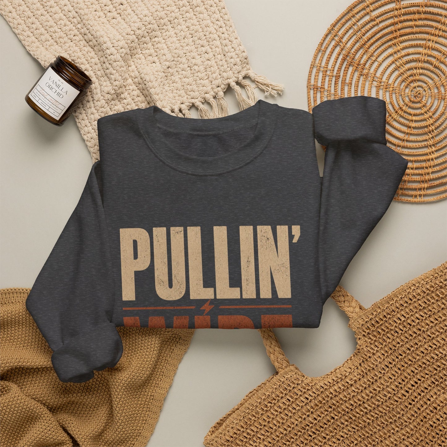 Crewneck Sweatshirt 'Pullin' Wire' Vintage Spool Graphic