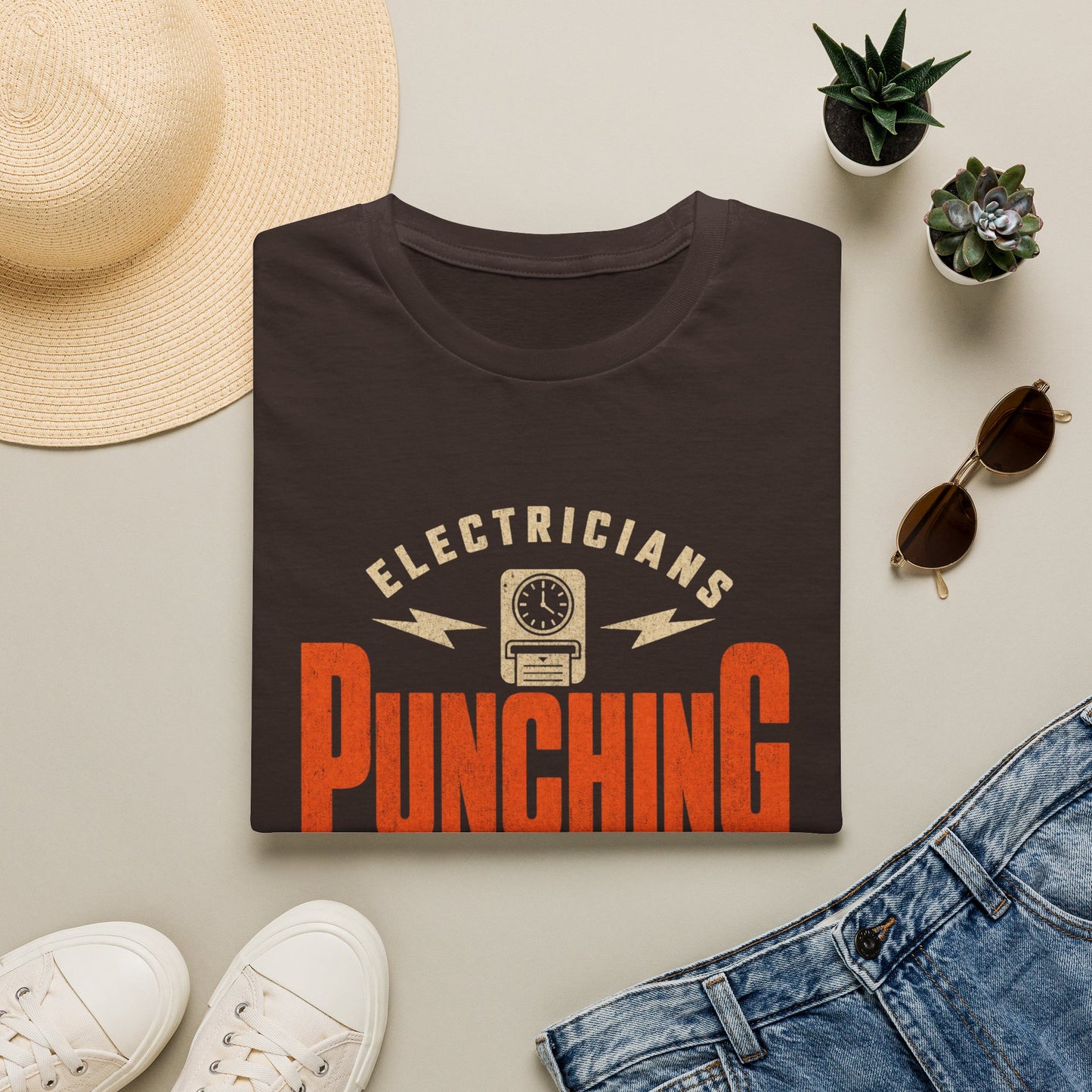 Electricians Punching Out T-Shirt | Vintage Workwear Tee for Tradespeople