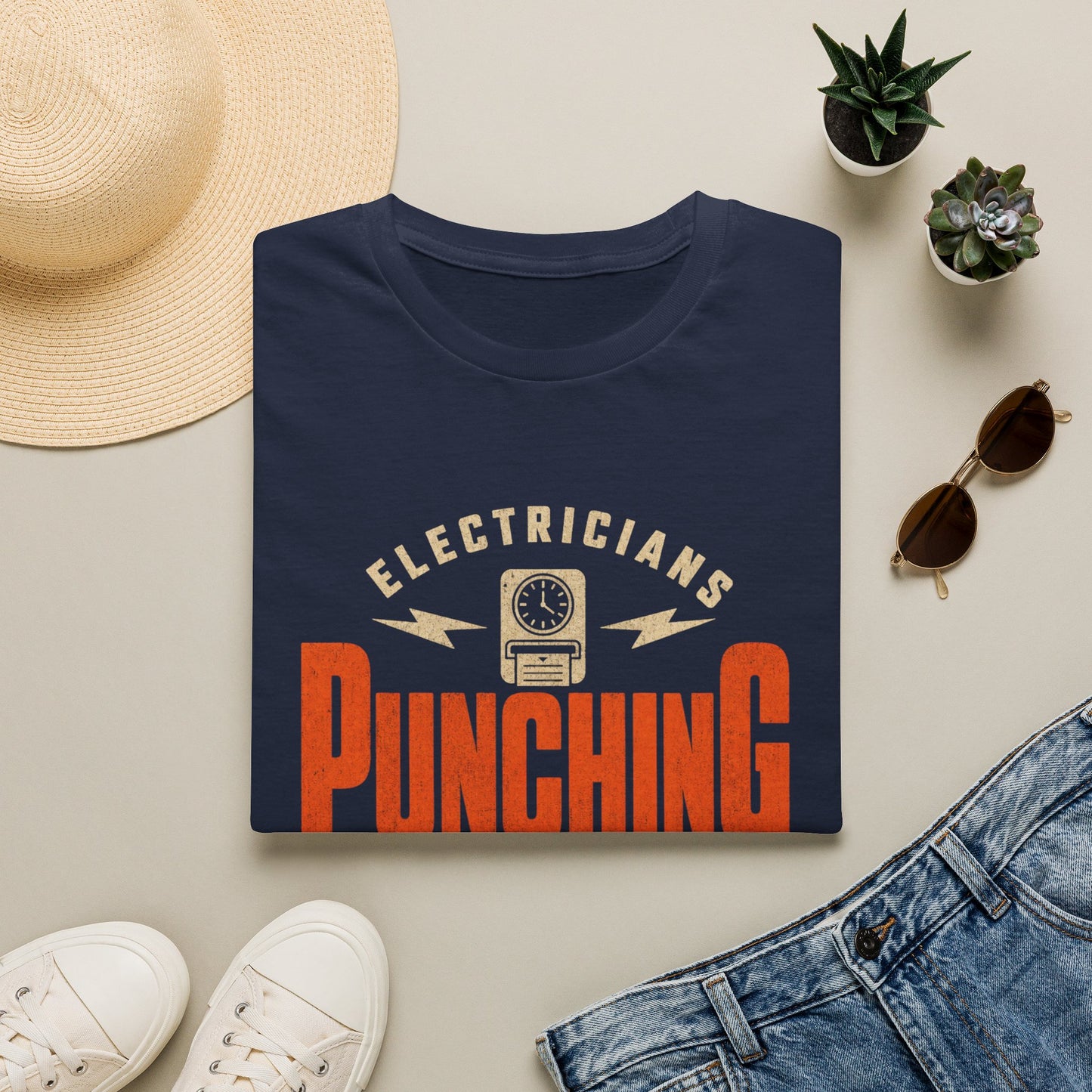 Electricians Punching Out T-Shirt | Vintage Workwear Tee for Tradespeople