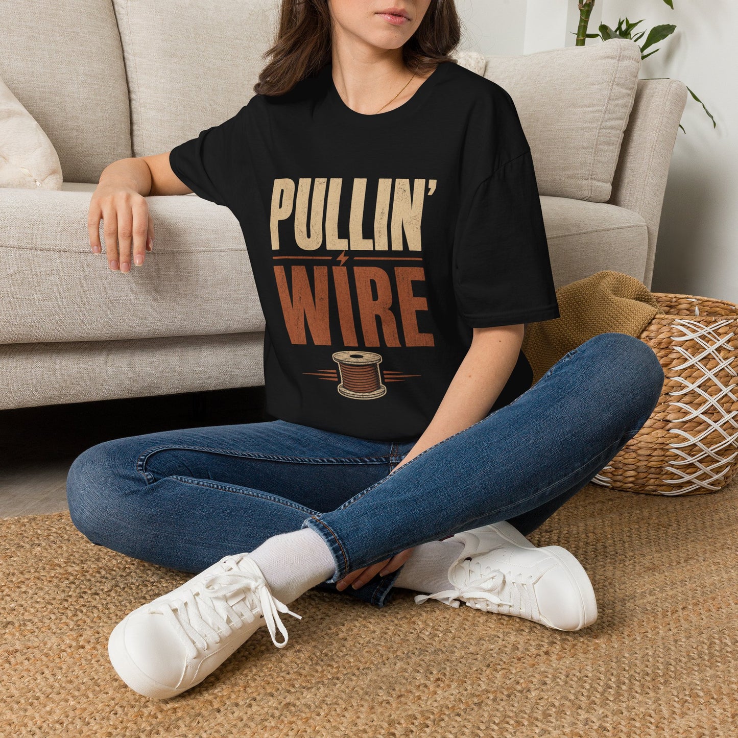 Pullin' Wire T-Shirt | Vintage Electrician Spool Tee