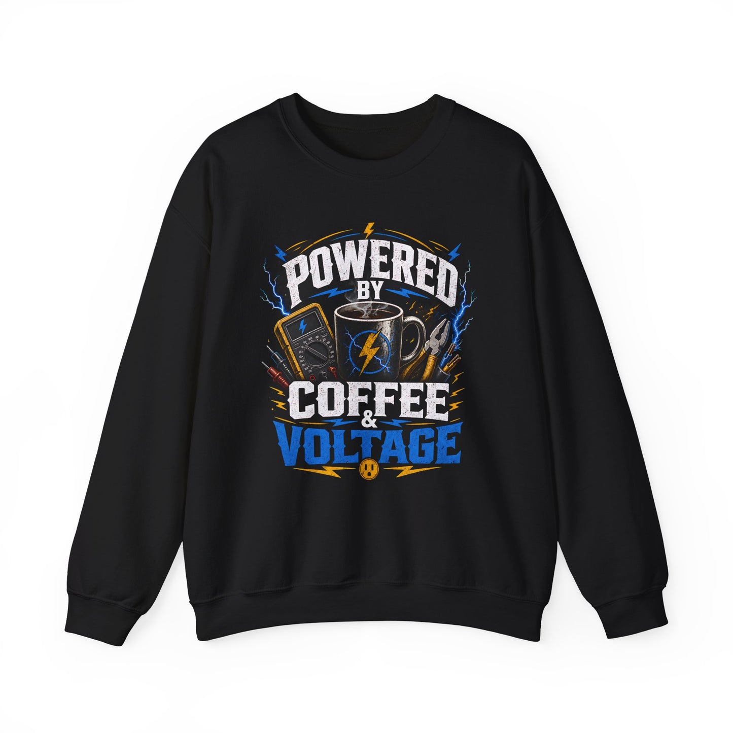 Coffee Voltage Sweatshirt "Powered by Coffee & Voltage" Crewneck