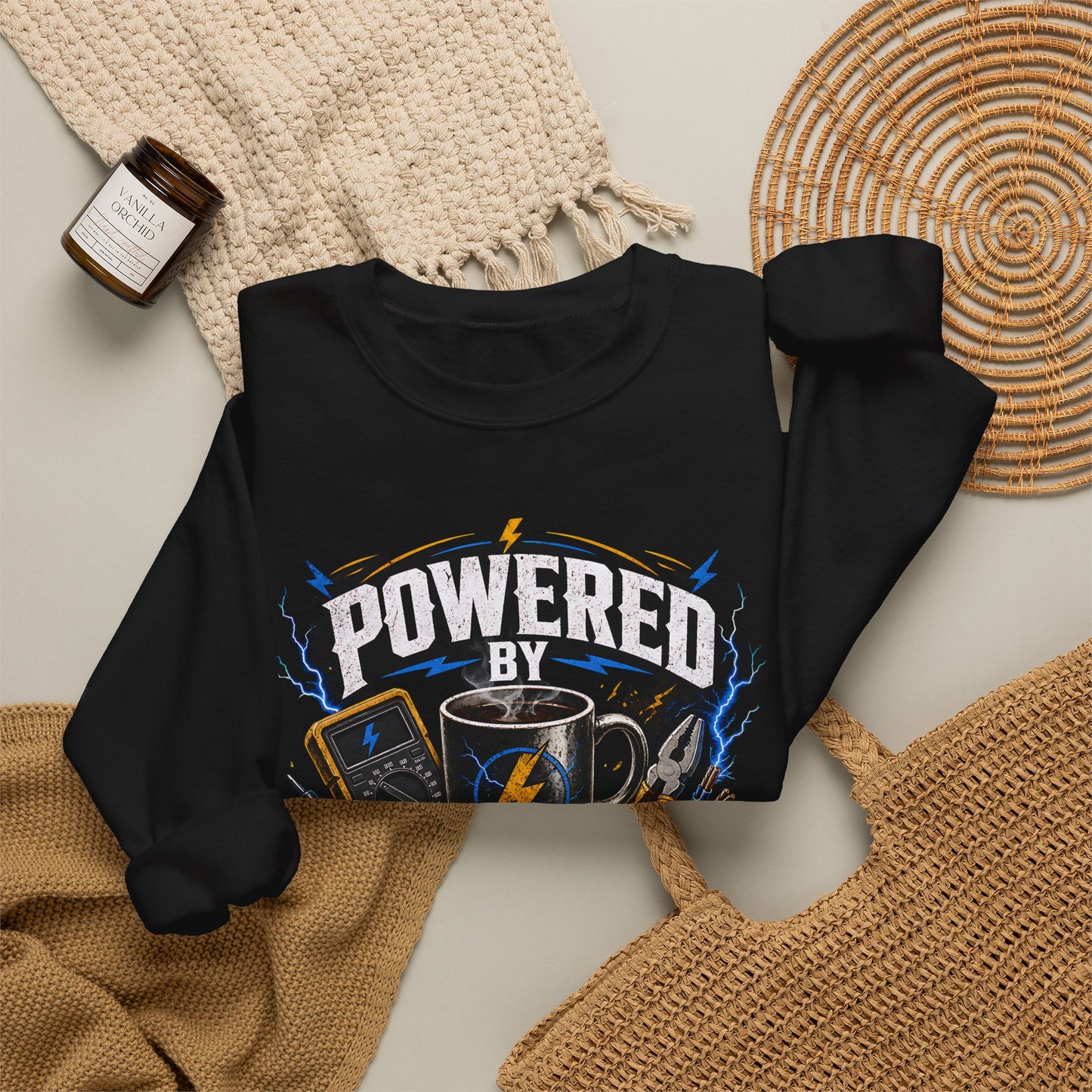 Coffee Voltage Sweatshirt "Powered by Coffee & Voltage" Crewneck