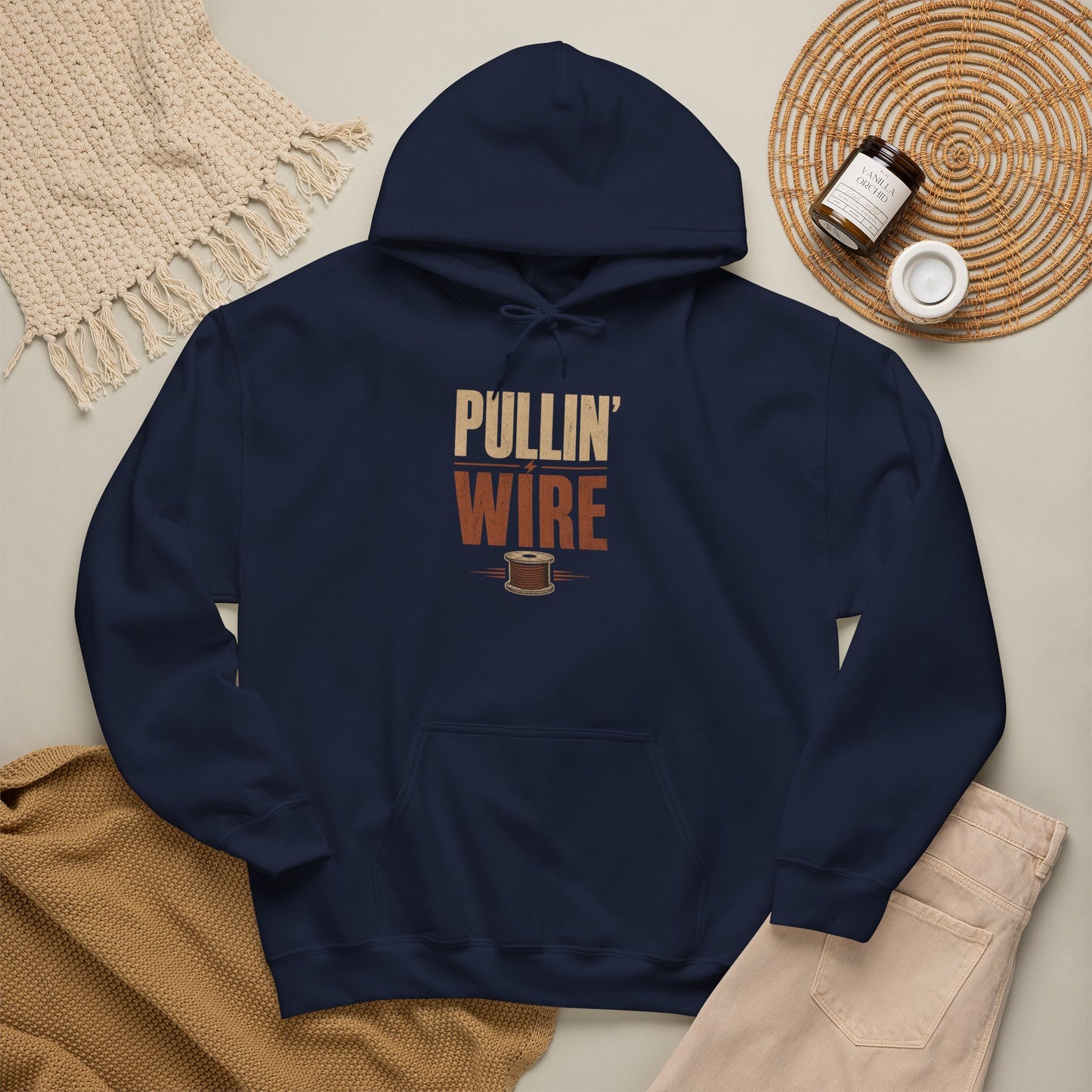 Pullin' Wire Hoodie  Electrical Tech Sweatshirt for Electricians & Linemen