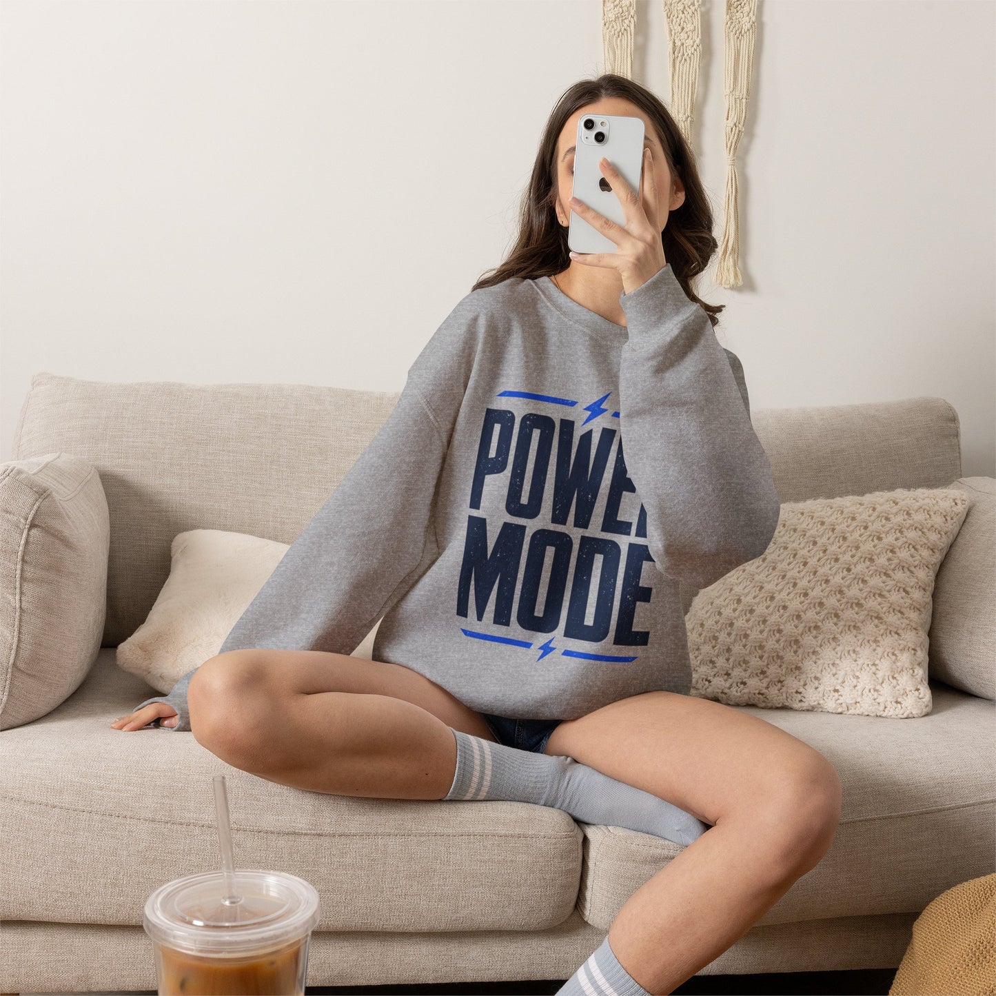 Power Mode Sweatshirt | Bold Graphic Crewneck for Gamers & Fitness Fans