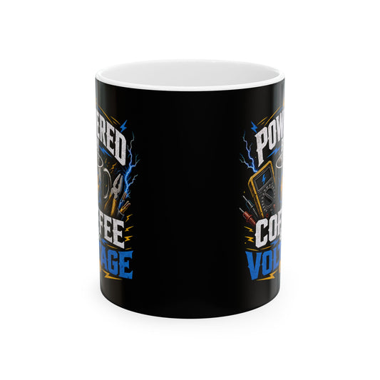 Coffee Voltage Ceramic Mug | "Powered by Coffee & Voltage" Gamer Energy 11oz/15oz