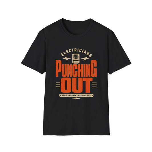 Electricians Punching Out T-Shirt | Vintage Workwear Tee for Tradespeople