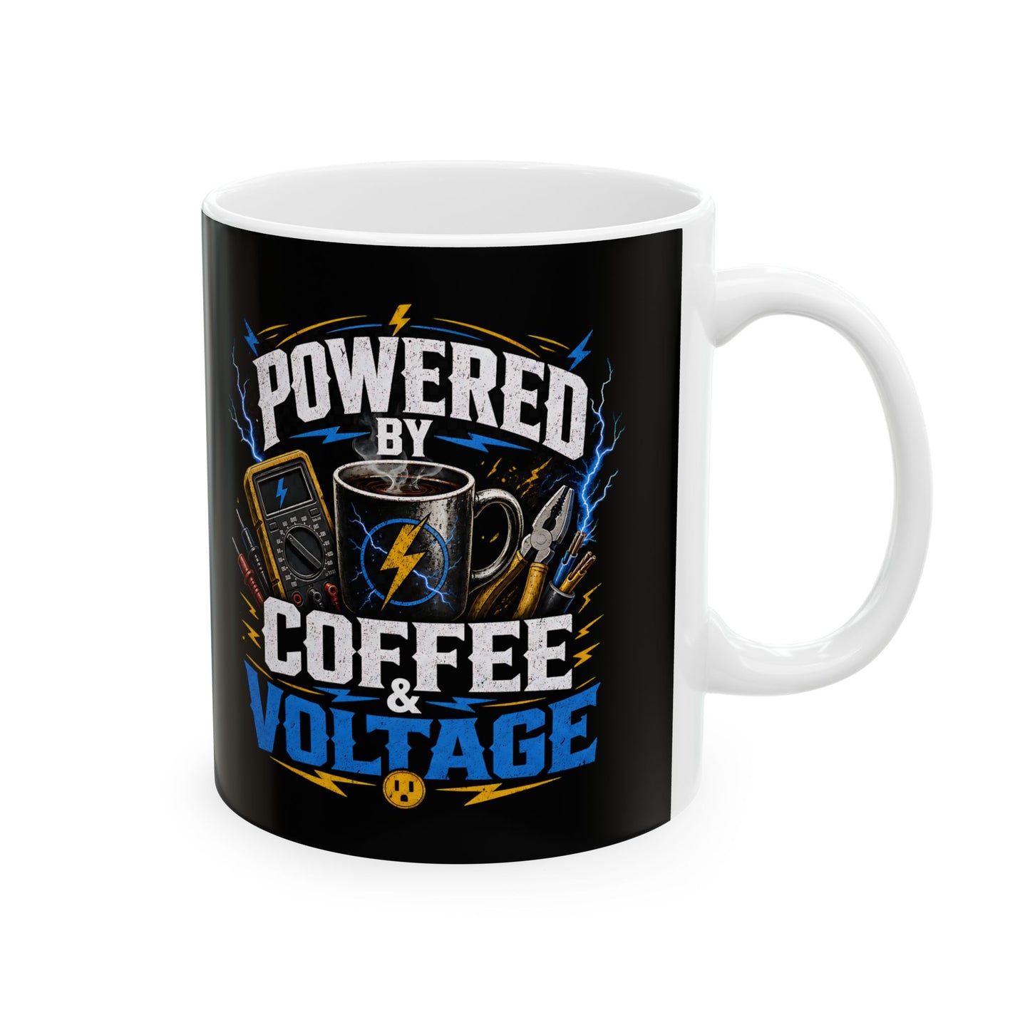 Coffee Voltage Ceramic Mug | "Powered by Coffee & Voltage" Gamer Energy 11oz/15oz