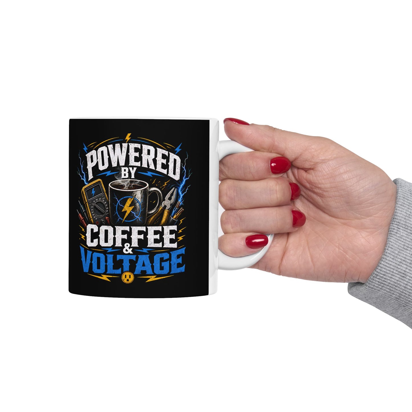 Coffee Voltage Ceramic Mug | "Powered by Coffee & Voltage" Gamer Energy 11oz/15oz