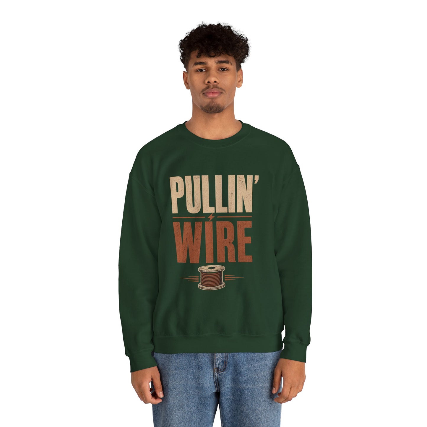 Crewneck Sweatshirt 'Pullin' Wire' Vintage Spool Graphic