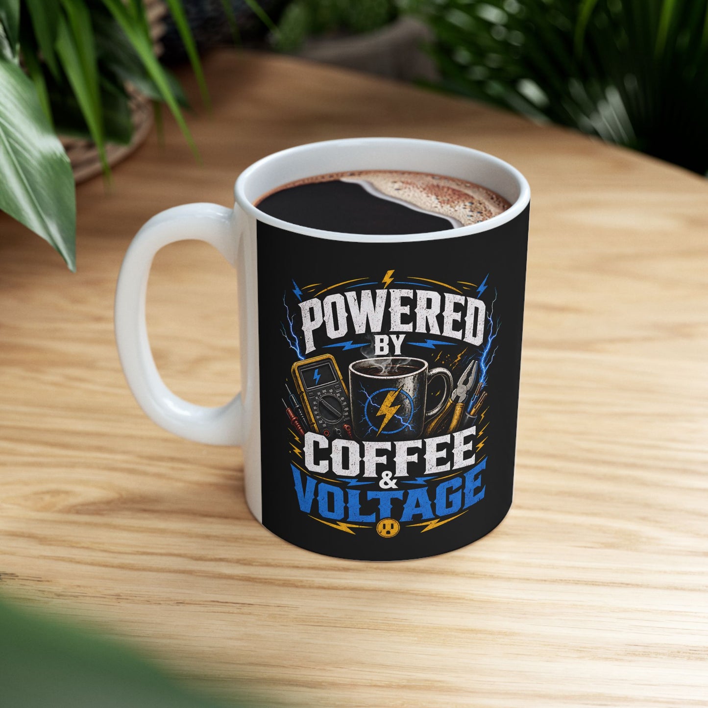 Coffee Voltage Ceramic Mug | "Powered by Coffee & Voltage" Gamer Energy 11oz/15oz