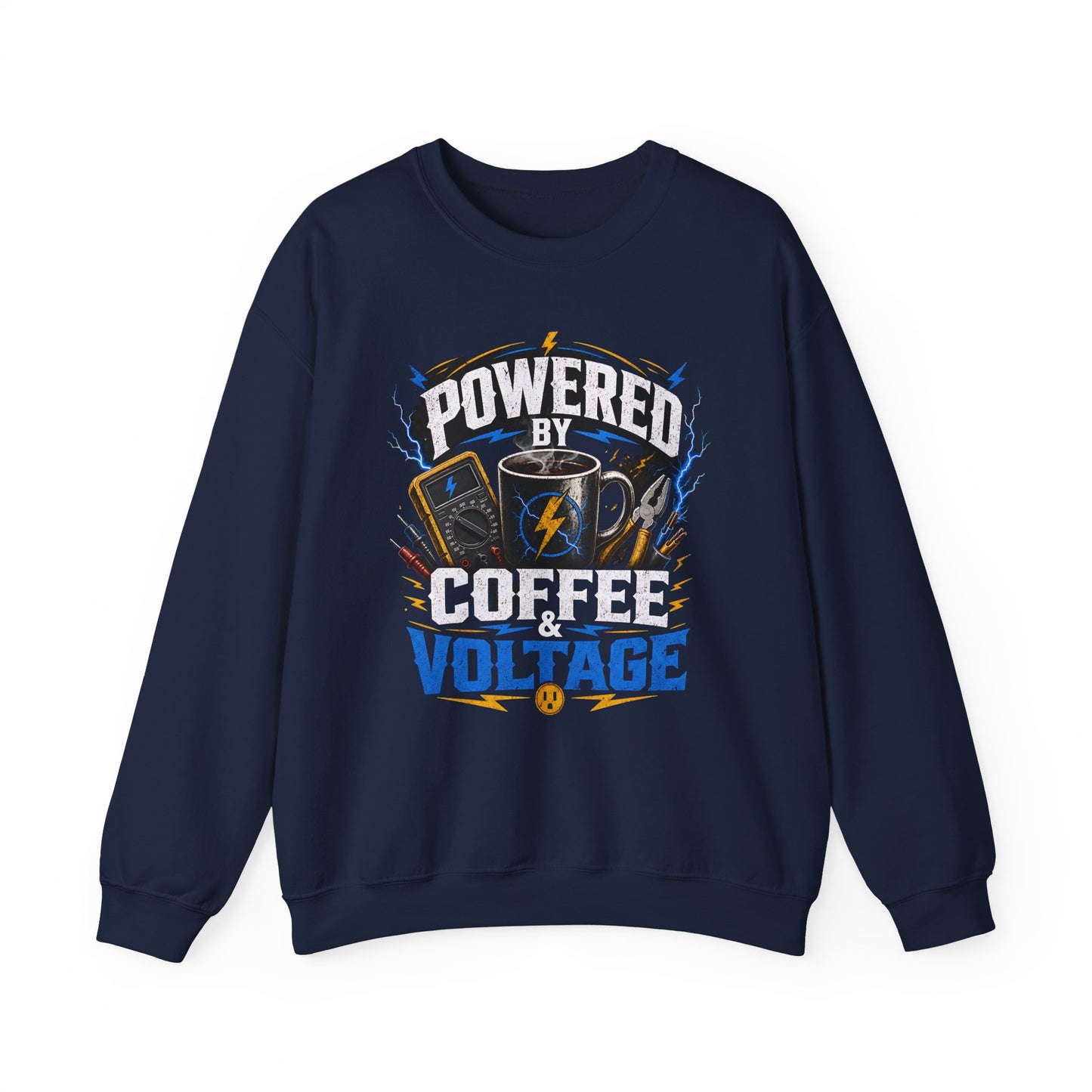 Coffee Voltage Sweatshirt "Powered by Coffee & Voltage" Crewneck